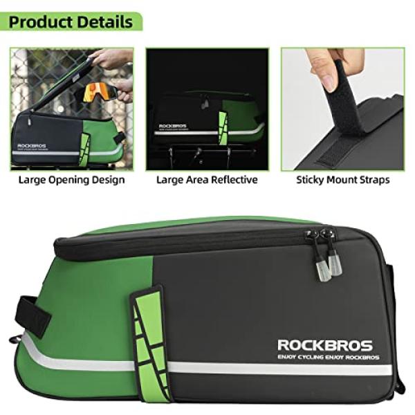 ROCKBROS | Gepäckträgertasche – Wasserdichte 9L Fahrradtasche mit Regenschutz und Schultergurt, in Schwarz